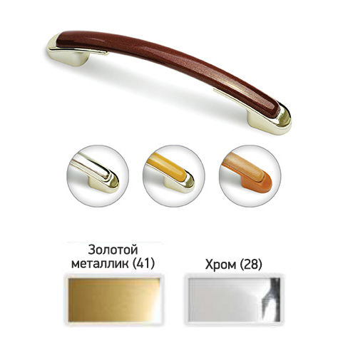 Ручка скоба С-2, золотой металлик + хром