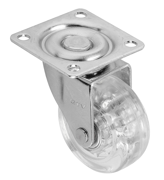 Мебельное колёсико D=50 мм без стопора прозрачное GTV KM-A050MM-00