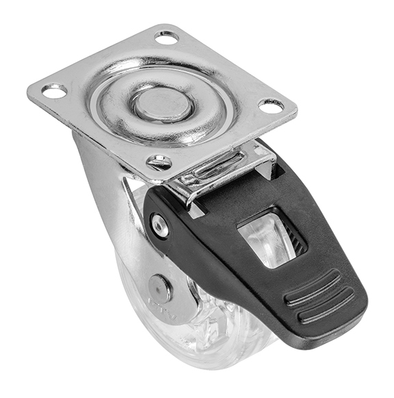 Мебельное колёсико SHIFT D=50 мм со стопором прозрачное GTV KM-BH50MM-00
