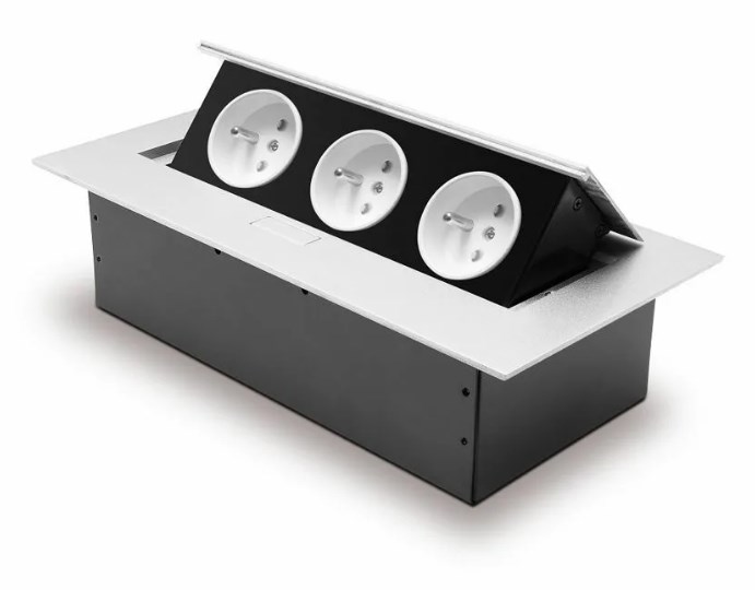 Удлинитель офисный, 3 гнезда, врезной, AE-PB03GS-53