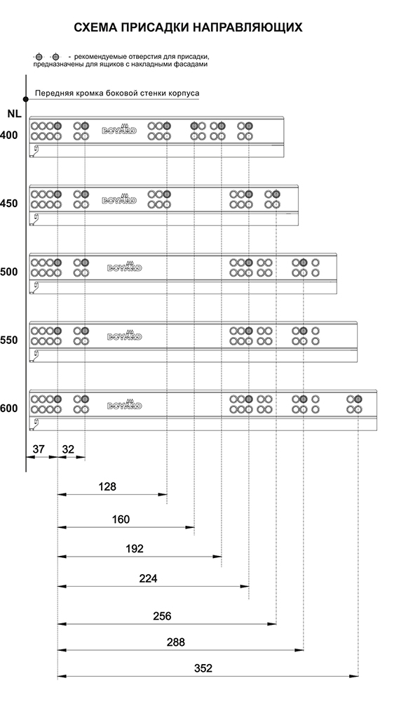 Направляющие механизмы В-Slide DB8881Zn/500