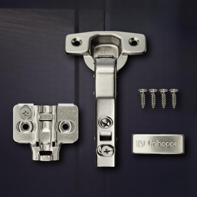 3D петля UNIHOPPER с доводчиком, 90°, 45 мм, с декор. накладкой (HG1407.C90.B.45)