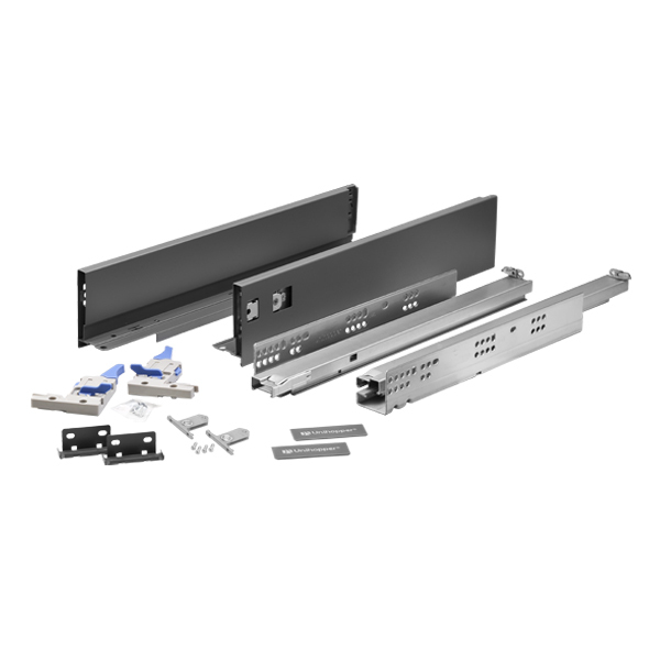 Комплект выдвижного ящика Unihopper Magic Box, 120x450 мм, с доводчиком, графит (DBE1.450B.DG)