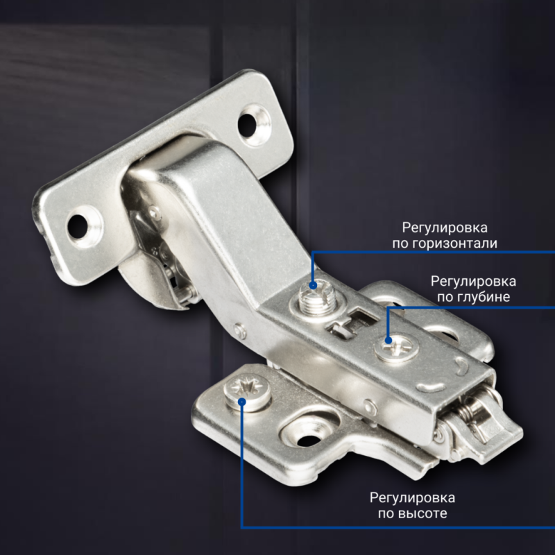 3D петля UNIHOPPER с доводчиком 30°, 45 мм, с декор. накладкой (HG1425.C30.B.45)